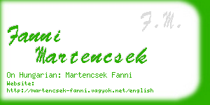 fanni martencsek business card